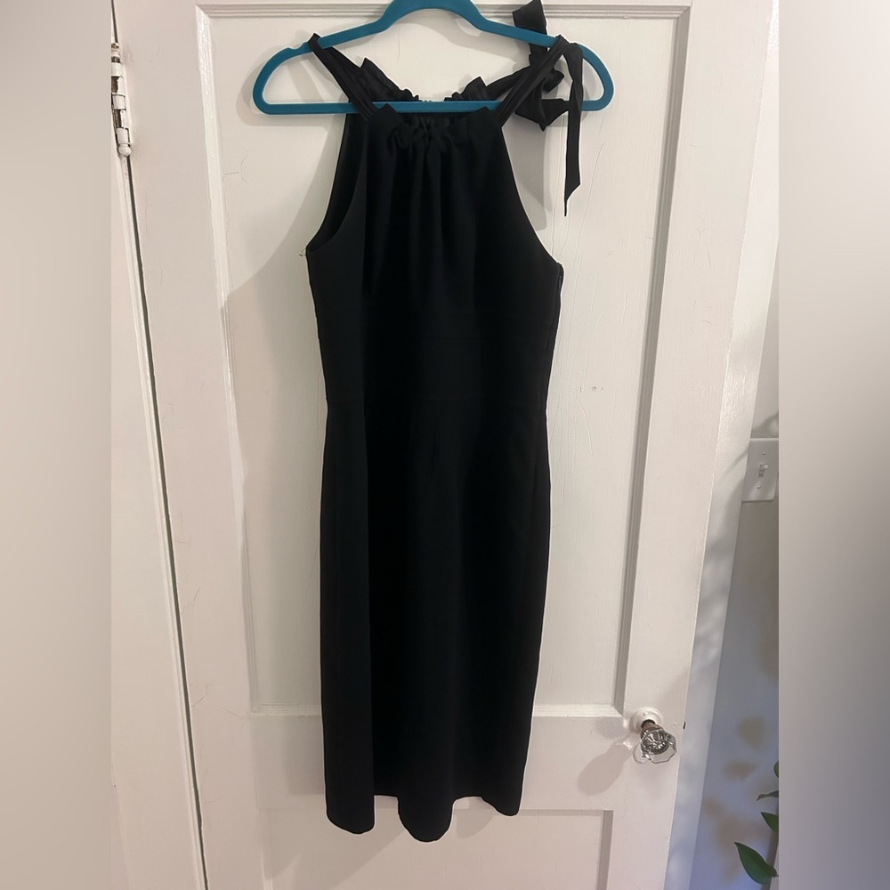 Steve Madden women’s size 10 elegant black midi halter dress with silk tie